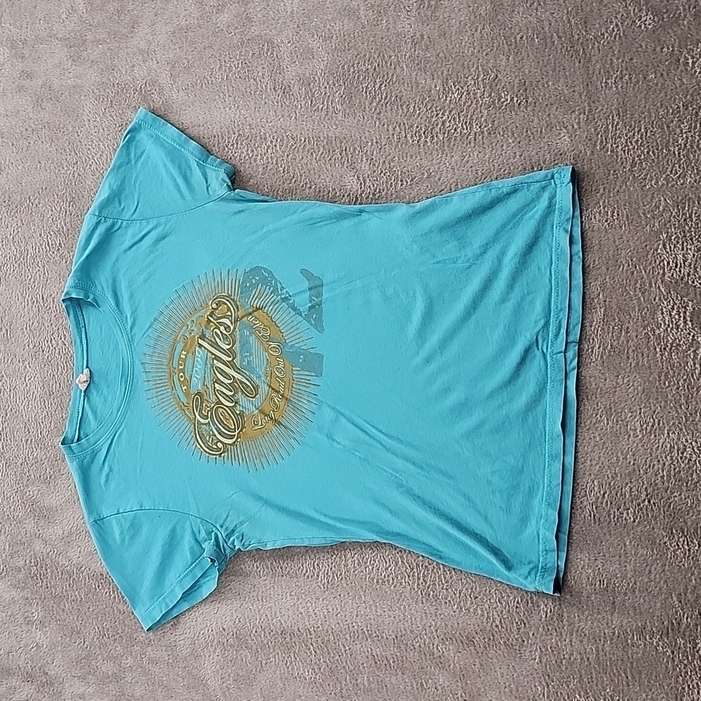 Old Band T-Shirt Eagles Long Road Out Of Eden Tour 2009 Blue Ladies Large